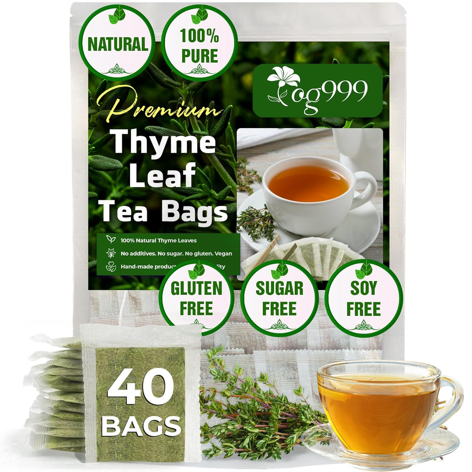 Bags, 100% Natural & Pure Thyme Leaves. Loose Leaf T