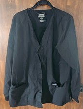 Cherokee Black Lab Coat Size X-Large 3 Pockets Ribbed Cuffs Made in Vietnam