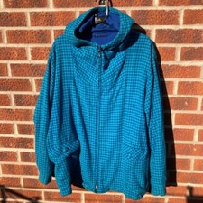 Scandinavian Finn-flare Blue Wool Hooded Vintage Coat Size L
