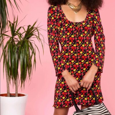  RIXO Celeste Minikleid abstrakt Rosendorn Blumen Größe XS