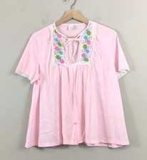 Pink Vintage Deena Nylon Night Shirt Flower Power 60s Nightshirt