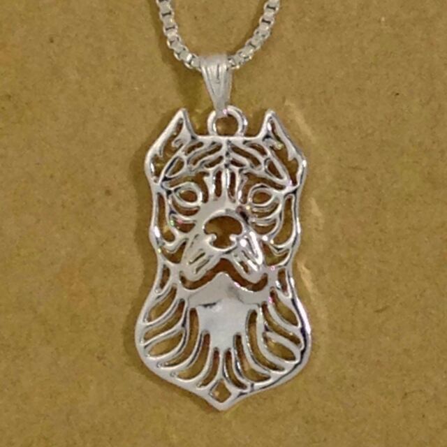 Perro de Presa Dogo Canario Canary Mastiff Dog Pendant Necklace Silver-Tone Perro de Presa Dogo Canario Canary Mastiff Dog Pendant Necklace Silver-Tone