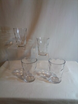 Set of 4 Pasabahce Dot Optic Circle Juice Glasses beautiful Condition 