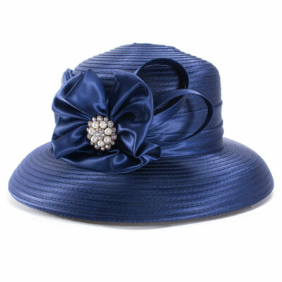 Women Crystal Satin Ribbon Dressy Church Couture Bridal Ascot