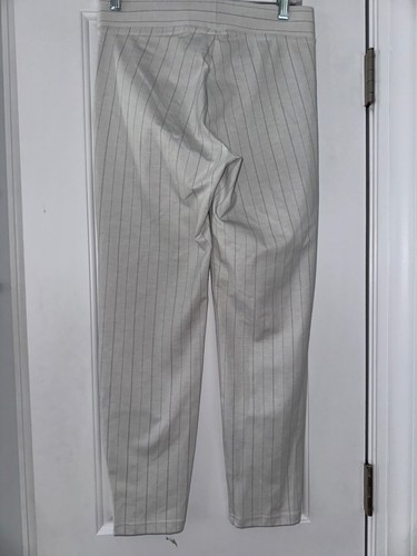 Hue Skimmer women's Leggings Off White Pinstripe Pants zipper ankles M (8-10) - Picture 5 of 7