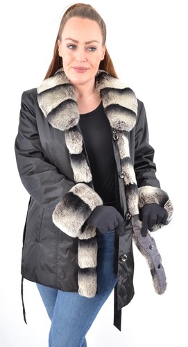 A1602 JACKE MIT ECHTEN KANICHENFELL BESATZ ECHT PELZ INLETT PELZJACKE LAPIN - Bild 21 von 24