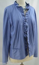 CHICOS jacket light coat blazer open ruffle top gator reptile print Chico 2 M L