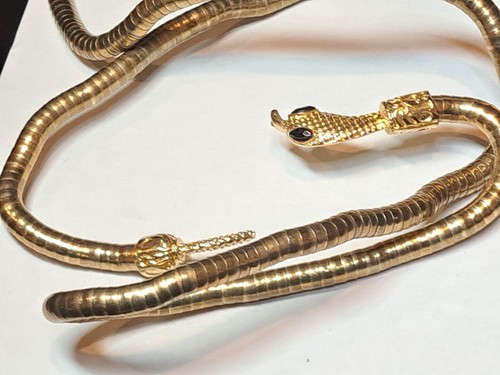 Vintage 80’s Snake Belt/ neck wrap Gold Tone LGBT statement occult mystic 37" - Picture 2 of 24
