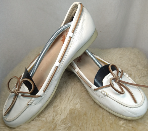 ZAPATO BARCO MUJER TIMBERLAND MOCASÍN CUERO PLANO 62368 TALLA 8.5 BLANCO - ¡BONITO! - Imagen 10 de 15
