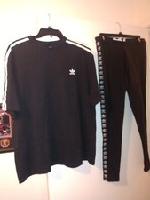 Adidas black and white tee  leggings set M 