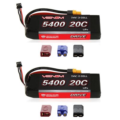 Venom 20C 2S 5400mAh 7.4V LiPo Battery with Universal Plug System x2 Packs