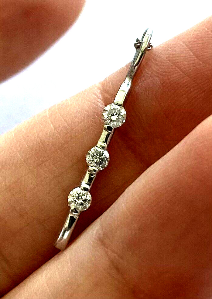 Classy 14K Solid White Gold Bar Shape Pendant Cha… - image 19