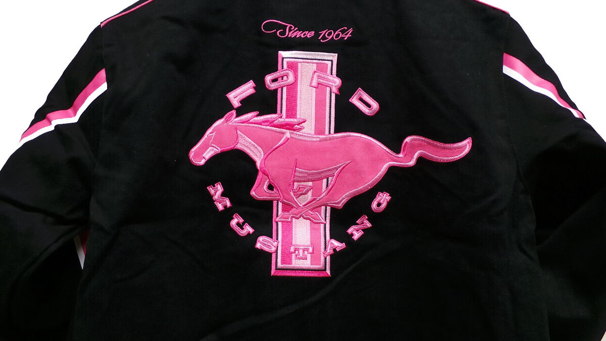 Authentic Ford Mustang Women Cut Cotton Twill Black Pink Authentic Ford Mustang Women Cut Cotton Twill Black Pink