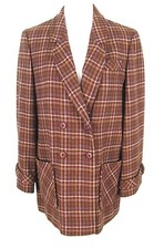 Young Pendleton Jacket Double Breasted Rust Plaid Wool Coat Junior Women 11 / 12