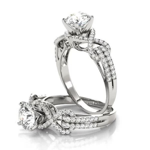 1.39 Ct Round Cut Lab Created Diamond Engagement Ring 14K Solid White Gold A - Picture 2 of 8