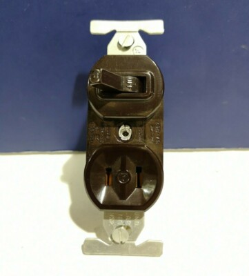 BROWN 1-Gang SINGLE POLE Toggle Switch & Receptacle COMBINATION CircleF NEW 3201