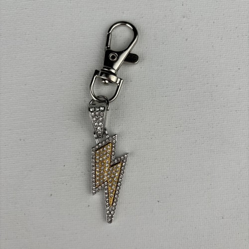 Rhinestone Lightning Bolt Electric Shock Bag Charm Keychain Key Chain New - Picture 2 of 9