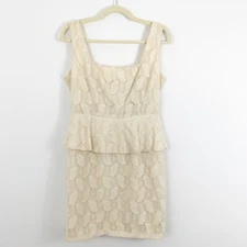 NEW MM Couture Ivory Lace Dress Sz Medium Peplum Exposed Zipper Wedding Cocktail