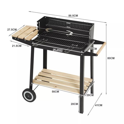 Charcoal BBQ Grill Trolley Barbecue Patio Outdoor Garden Heating Smoker Picnic . - Picture 8 of 26