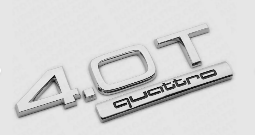 Rear Trunk  4.0T Quattro Nameplate Emblem Logo Badge For Audi Silver