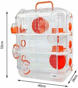 Jaula Para Hamster De Plastico Duro Caseta Bebedero Comedero 3 Piso 40x26x53cm Ebay