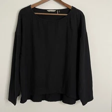 Soft Surroundings  Women's Petite M Black Boxy Tunic Top Lagenlook