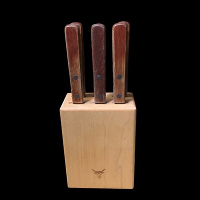 Zwilling JA Henckels Holland No Stain Rostfrei Steak Knives 5 Pcs W Wooden Block