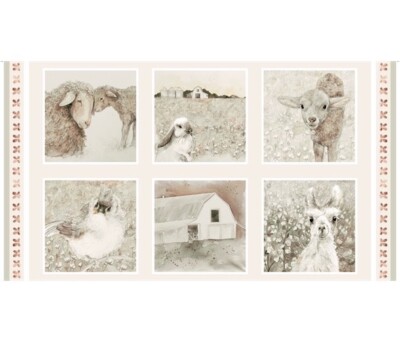 Henry Glass You Are Loved Bunny Lamm Lama Vogel Schaf Panel 100% Baumwollstoff