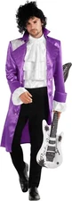 Men`s Prince Costume Adult Purple Rain Pop Star Jacket Wig Guitar Halloween