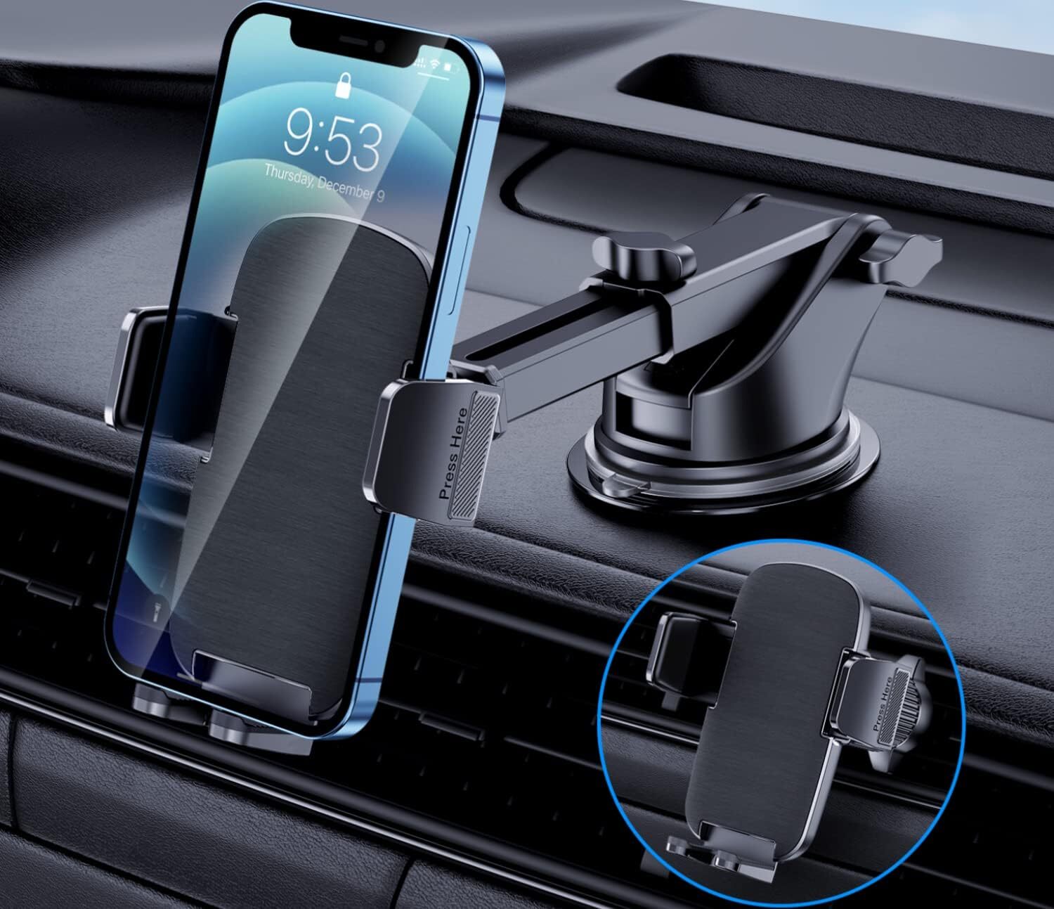 Phone Mount for Car Phone Holder Military Grade Suction Stable Clip Car Phone