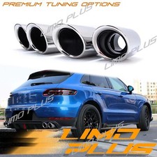 Chrome Rear Exhaust Tips GTS Style For Porsche 95B Macan Base 2.0L 2019-2023