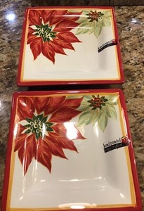 Tabletops Unlimited Celebration 8” Poinsettias 2 Salad Plates Christmas holiday
