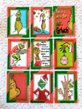  9 Cards Christmas Grinch Handmade Greeting Card Craft Toppers Tops only 134N