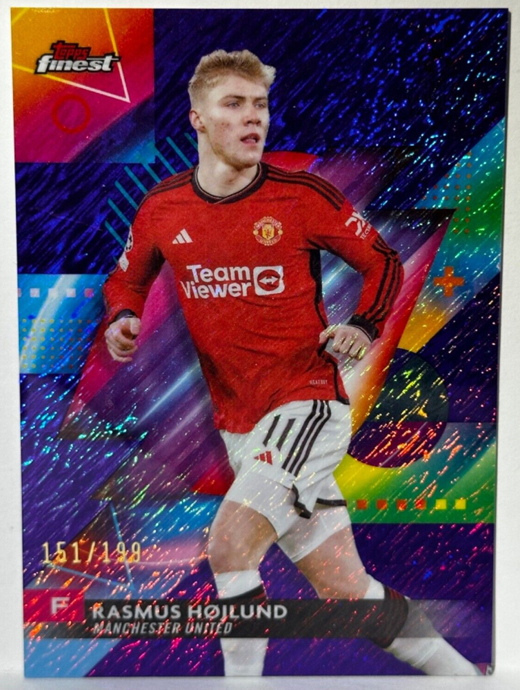 RASMUS HOJLUND #/199 PURPLE SHIMMER 2023-24 Topps FINEST UCC MANCHESTER UNITED