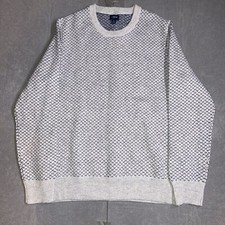 J Crew Sweater Mens Medium Birdseye Lambswool Blend Fisherman Pullover Gray