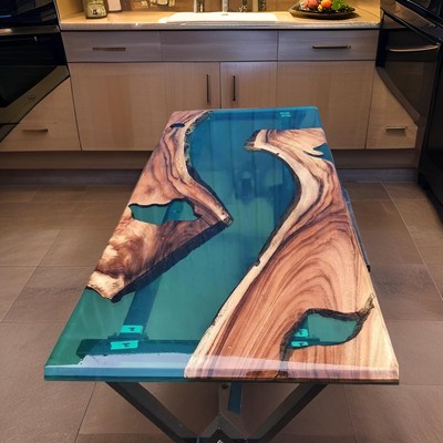 Epoxy Center Table with Live Edge   Custom Resin Finish, Unique Wood Design