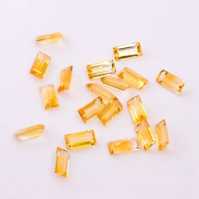 100 PC Natürlich Citrin 3x1.5mm Baguette Facettiert Geeicht Größe Lose Edelstein