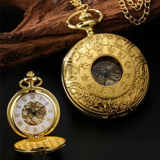 Silver/Gold Twelve Constellation Zodiac Pattern Quartz Pocket Watch Unisex Gifts
