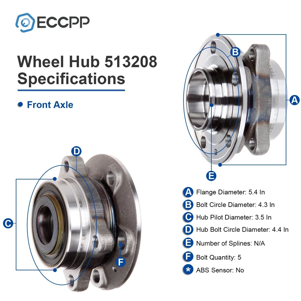 Conjunto de cojinete de cubo de rueda delantero derecho o derecho de 1 pieza para Volvo XC90 2003-2007 sin ABS Foto 2 de 4