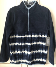 Hollywood Kids 1/4 Zip Fleece Mock Neck Pullover in Navy Tie Dye Size L 14/16 