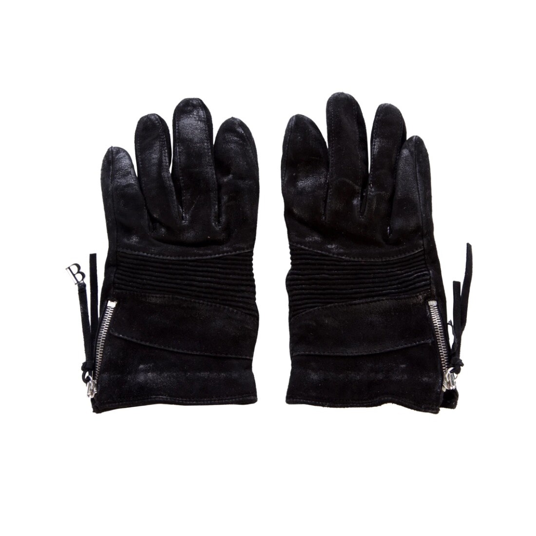 BALMAIN Black Burnished Suede Moto Gloves | eBay
