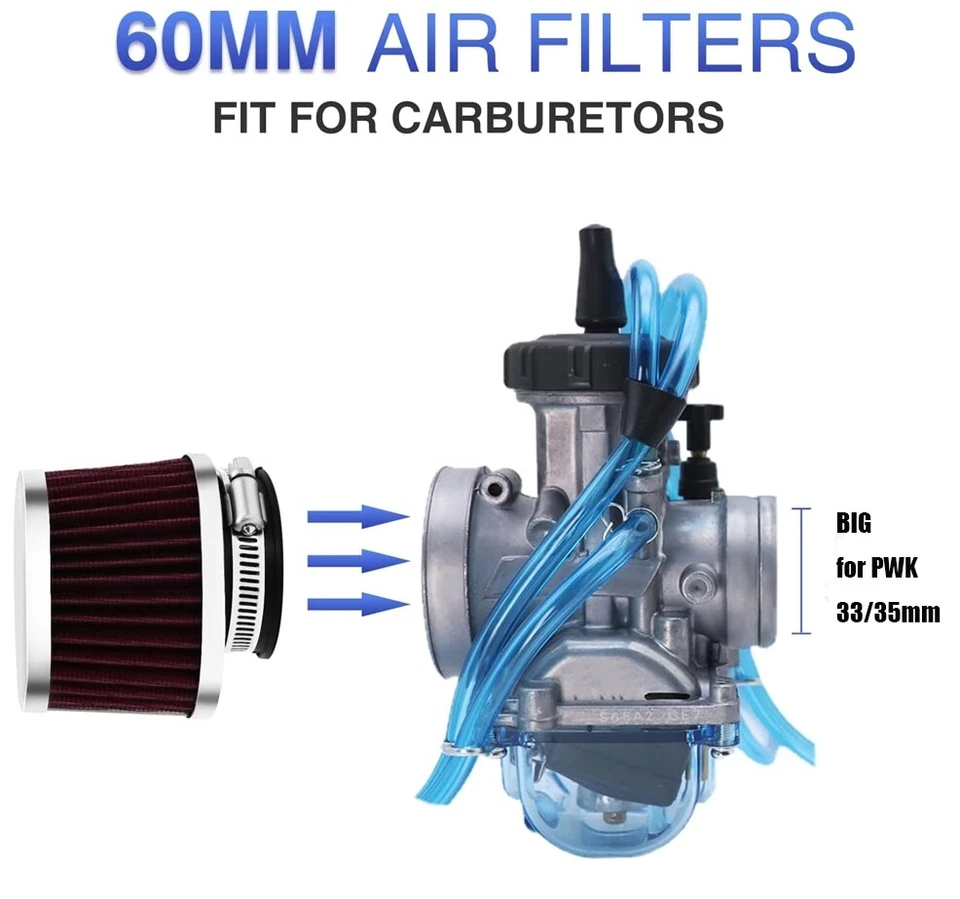 Limpiador de cápsulas de filtro de aire rojo de 60 mm para carburador de motocicleta ATV de cuatro fosas Foto 4 de 4