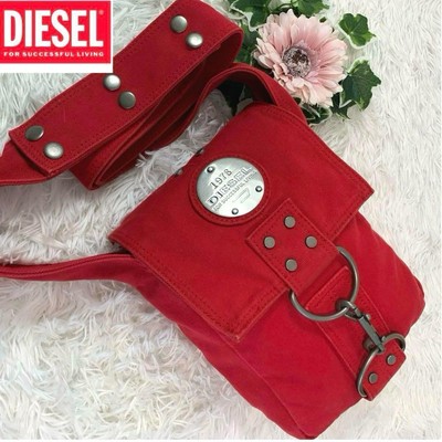 Diesel Women Vhtf Plate Logo/Shoulder Bag Studs Red 00s 90s Casual 