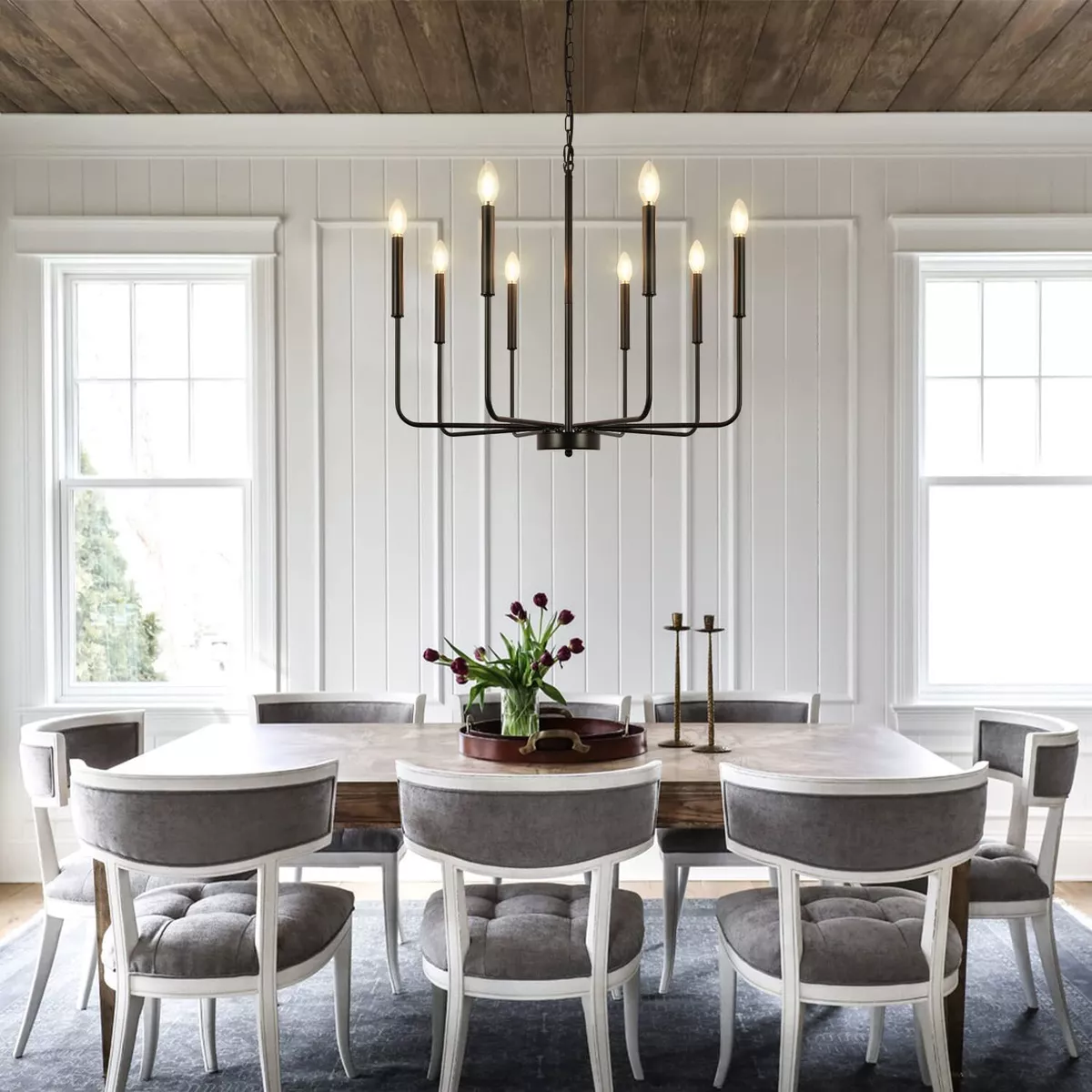 Modern Chandelier Candle Style Light Pendant Lighting Black