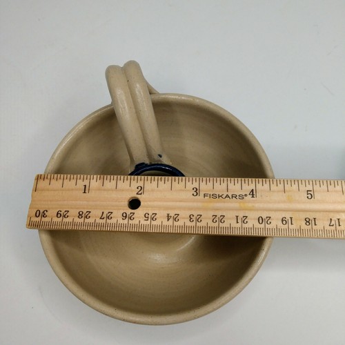 Williamsburg Salt Glaze Pottery Low Profile Candle Stick Holder w/Handle Cobalt - Picture 8 of 8