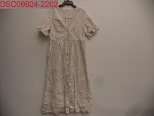NWT - Women's Beige V-Neck Button Down Dress, Size 2XL 1477638