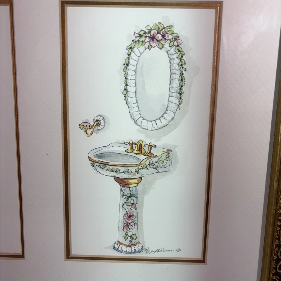 Peggy Abrams Victorian Bathroom Sinks Mirrors Art Prints Wall Hanging Decor - Image 4 of 4