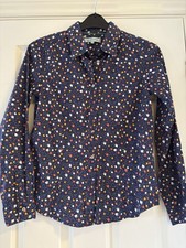 Dickens & Jones Navy 100% Cotton Floral Shirt - Size 10 Smart Casual Long Sleeve