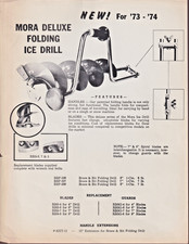 MORA Deluxe Folding Ice Drill Single Sided 1972 Vintage Advertisement