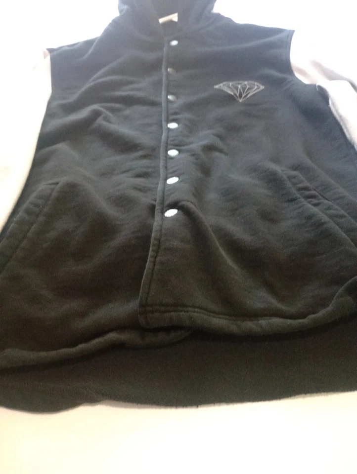 Chaqueta Bomber Diamond Supply Co Mediana Vintage Gris Negro Abotonada  Foto 4 de 4